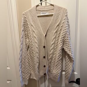 Men’s Abercrombie & Fitch Cardigan Knit Sweater - Large Cream Soft AF